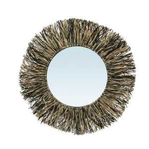 Der Raffia Fransenspiegel - Natürlich Schwarz - M