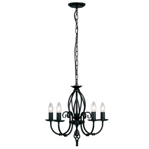 Artisan 5 Licht-Kronleuchter - Schwarz Elstead