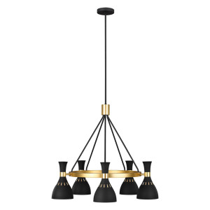 Joan 5 Licht Kronleuchter - Midnight Black & Brüniert Messing Elstead