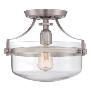 Penn Station 1 Light Semi Flush - Gebürstetes Nickel Elstead
