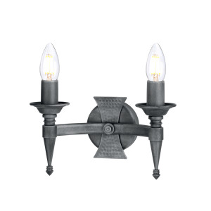 Saxon 2 Licht Wandleuchte - Schwarz/Silber Elstead