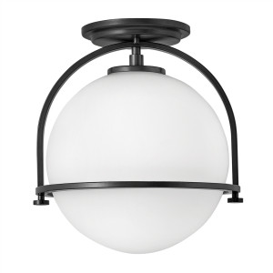 Somerset Plafond - 1 Leuchtmittel - Opalglas - Schwarz Quintiesse
