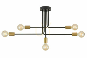 Plafond Sigma Gino 5-flammig schwarz gold E27 32382
