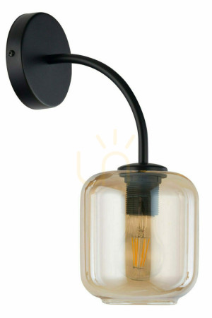 Wandleuchte Sigma SHINE schwarz Bernstein Glas E27 60W IP20 32246