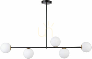 Pendelleuchte Sigma Gama 5-flammig schwarz Glas weiß 33186
