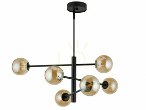 Pendelleuchte Sigma ORO 6-flammig schwarz bernstein G9 32073