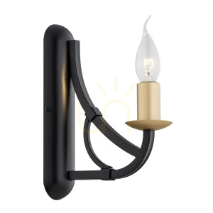Wandleuchte ARGON LORENZO schwarz gold E14 1-flammig 8355