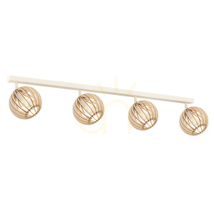Plafond ARGON Parula 4-flammig LED E14 beige hellbraun Holz 1820