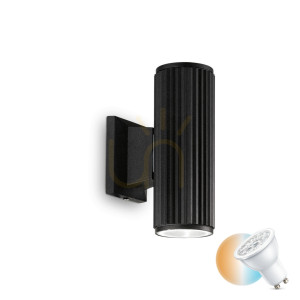 Außenwandleuchte Ideallux BASE AP2 Nero schwarz GU10 2-flammig 129433