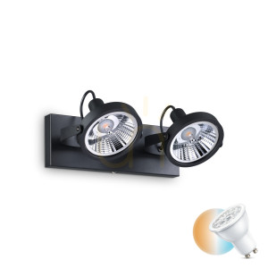 Plafond Ideallux GLIM PL2 Nero schwarz GU10 2-flammig 200248