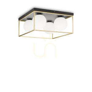 Plafond Ideallux Lingotto PL4 198156 messing schwarz 4xE14 45,5 cm