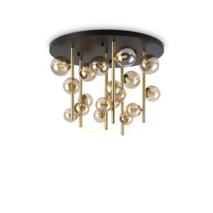 Plafond Ideallux Perlage PL18 Ambra Bernstein Messing Ø70 cm 328379