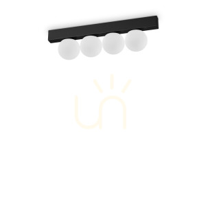 Plafond Ideallux Binomio 313283 schwarz LED 12W 4-flammig 30,9 cm Metall Glas