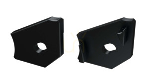 ALU Blindstopfen für LED LUMINES H-Profil schwarz mit Loch links