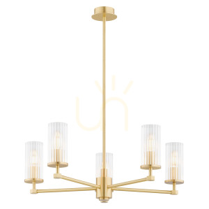 Kronleuchter Argon Hampton 2177 transparent Glas Messing E14 5-flammig