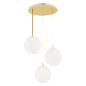Pendelleuchte Argon PALOMA 6306 Weiß Opal matt Messing gebürstet E27 3-flammig