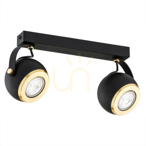 Plafond Argon KOS Plus Schwarz Messing GU10 2x5W IP20 7039