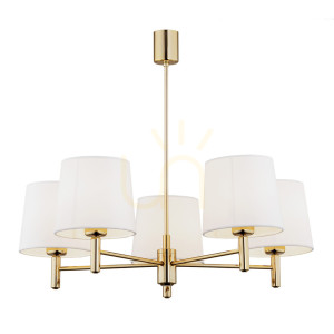 Kronleuchter ARGON Ponte Plus 2106 weiß creme E27 5-flammig Velvet Messing