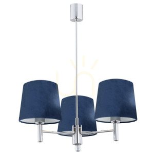 Kronleuchter Argon Bolzano 1381 Blau Velours Chrom 3xE27