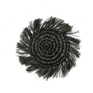 Fransen Raffia Untersetzer - schwarz