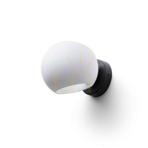 Solaris-Wandanbauleuchte Milchglas/Schwarz 230 V Led E14 7 W.