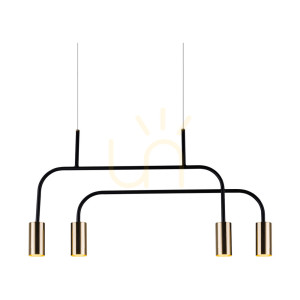 Pendelleuchte Antigo Vai 4-flammig Messing poliert Schwarz LED MR11 58 cm 8839