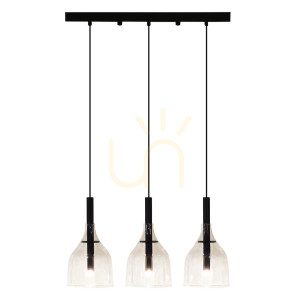 Pendelleuchte Antigo Botor 3 schwarz transparentes Glas G9 53 cm 5096