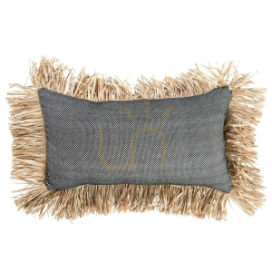 Kissenbezug BAZAR BIZAR Bonita Baumwolle Raffia Natur Schwarz 30x50 cm