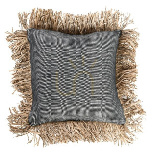 Kissenbezug BAZAR BIZAR Baumwolle Raffia Natur Schwarz 40x40