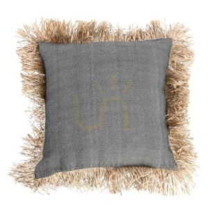 Kissenbezug BAZAR BIZAR Cotton Bonita Natur Schwarz 60x60 Baumwolle Raffia