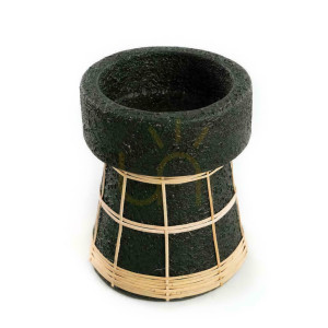 Kerzenhalter BAZAR BIZAR Serene Schwarz Natur Terrakotta Rattan M