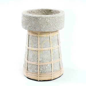Kerzenhalter BAZAR BIZAR Beton Natur Terrakotta Rattan 20 cm beige
