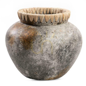 Vase BAZAR BIZAR Terracotta Collection Antik Grau M Terrakotta Raffia
