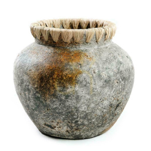 Vase BAZAR BIZAR Terracotta Collection Antik Grau Terrakotta Raffia S