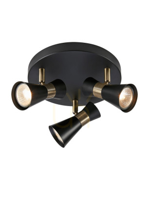Plafond Markslojd FOLIE 108626 3-flammig schwarz antikmessing 20,5 cm