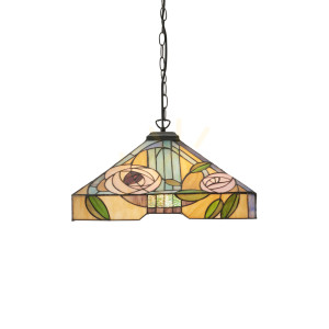 Pendelleuchte Tiffany 3-flammig Multicolor Glas Stahl Interiors 64384
