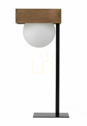 Schreibtischlampe Sigma Bloom schwarz G9 12W Holz Stahl Glas 50366