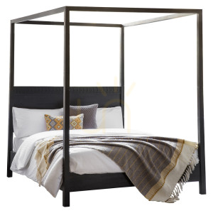 Bett Gallery Direct Boho Boutique Himmelbett 5ft schwarz Mango-Holz 5055999243803