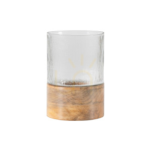 Hurricane-Lampe Gallery Direct Belver klar Glas Mangoholz 26 cm 5059413757761