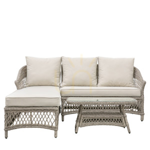 Chaiselongue-Set Gallery Direct Menton Stein Polyrattan Aluminium 5059413795060