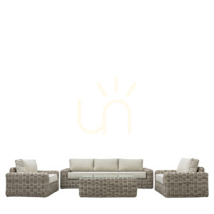 Lounge-Set Gallery Direct Ragusa natur Polyrattan Aluminium 4-teilig mit Couchtisch