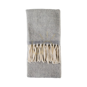 Wolldecke Gallery Direct grau 130x170 cm Fischgrätmuster 100% Wolle