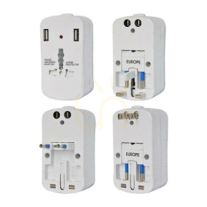 Universal-Reiseadapter mit Sicherheit 2xUSB 2A V-TAC