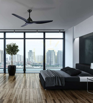 Deckenventilator Zambelis schwarz matt 163 cm mit Fernbedienung 70W