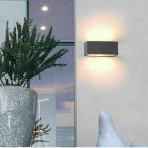 Außenwandleuchte Zambelis Graphit 1xE27 IP44 Aluminium Glas