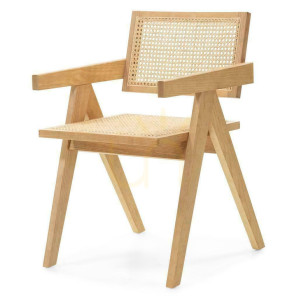 RENE Holzstuhl aus Naturrattan mit Wiener Bindung