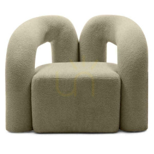 SELLEL Gepolsterter Sessel Beige-Braun Boucle
