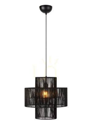 Pendelleuchte Markslojd Soga 108766 Schwarz Stahl Jute 40 cm