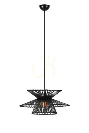 Pendelleuchte Markslojd Duplici 108784 Schwarz Metall/Bambus 57 cm