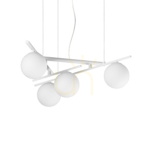 Pendelleuchte Ideallux Atlas 352046 weiß 4-flammig Ø62 cm G9 Metall Glas